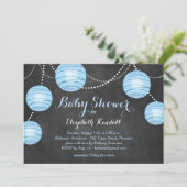 Blauwe lampjes op het Baby shower Chalkboard Kaart (Staand voorkant)