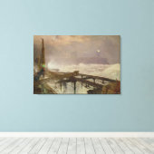 Blauwe lampjes, Teignemouth Pier - Licht de lampen Canvas Afdruk (Insitu (Houten vloer))