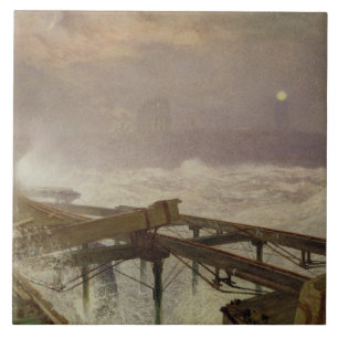 Blauwe lampjes, Teignemouth Pier - Licht de lampen Tegeltje