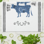 Blauwe  landelijke boerderij theedoek (Gevouwen)