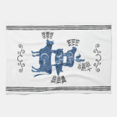 Blauwe  landelijke boerderij theedoek (Horizontaal)