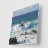 Blauwe landschapsfotografie, golven in Maui Vierkante Klok (Hoek)