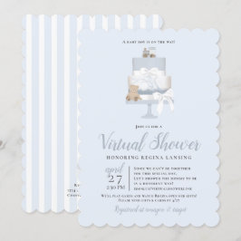 Blauwe lange afstand virtuele Baby shower-afsluite Kaart