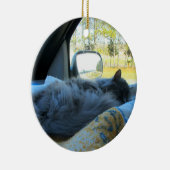 Blauwe langshaarkop in de auto keramisch ornament (Rechts)