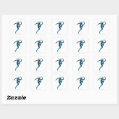 Blauwe lantaarn 1 vierkante sticker (Vel)