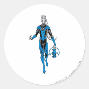 Blauwe lantaarn 4 ronde sticker