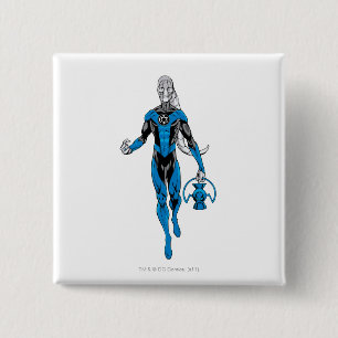 Blauwe lantaarn 4 vierkante button 5,1 cm