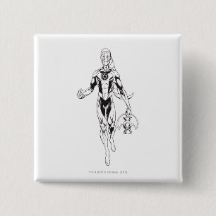 Blauwe lantaarn 6 vierkante button 5,1 cm