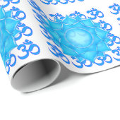 Blauwe lantaarntekening met om het patroon cadeaupapier (Rol Hoek)