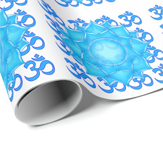 Blauwe lantaarntekening met om het patroon cadeaupapier (Rol Hoek)