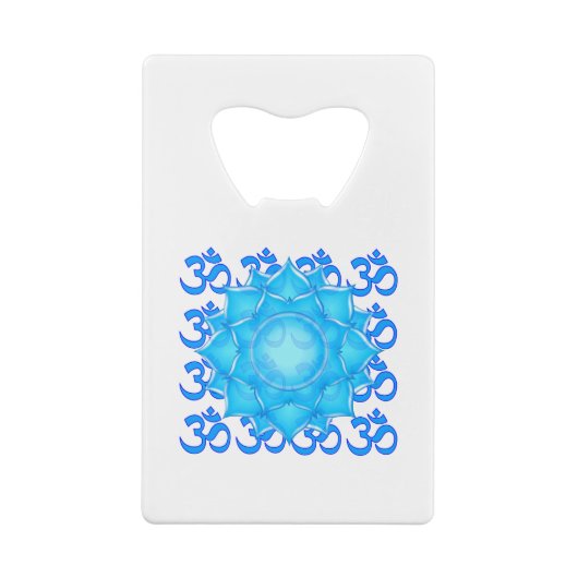 Blauwe lantaarntekening met om het patroon creditkaart flessenopener (Achterkant)