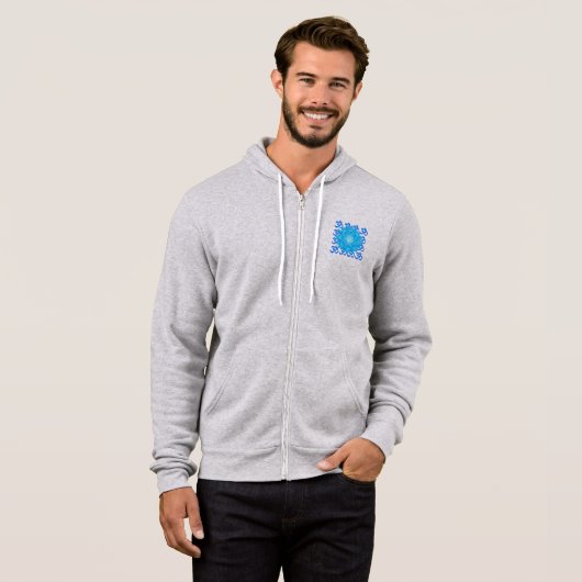 Blauwe lantaarntekening met om het patroon hoodie (Voorkant volledig)