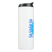 Blauwe lantaarntekening met om het patroon thermosbeker (Gedraaid links)