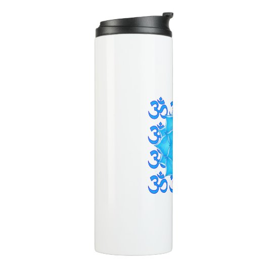 Blauwe lantaarntekening met om het patroon thermosbeker (Gedraaid links)