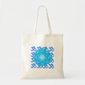 Blauwe lantaarntekening met om het patroon tote bag (Voorkant)