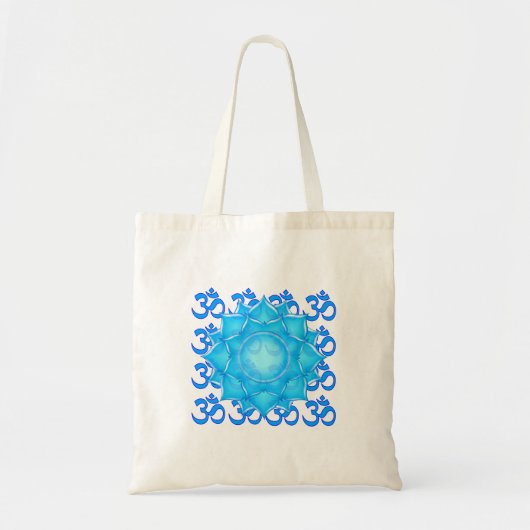 Blauwe lantaarntekening met om het patroon tote bag (Voorkant)
