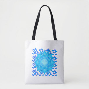 Blauwe lantaarntekening met om het patroon tote bag