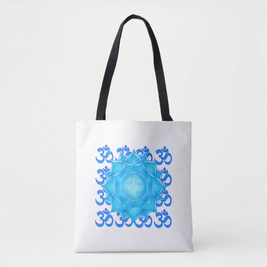 Blauwe lantaarntekening met om het patroon tote bag (Voorkant)