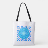 Blauwe lantaarntekening met om het patroon tote bag (Achterkant)