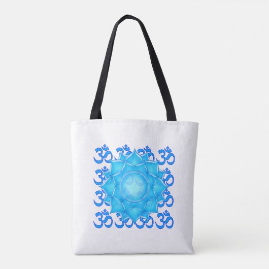Blauwe lantaarntekening met om het patroon tote bag (Achterkant)