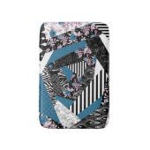 Blauwe lappendeken, populair, patchwork, folk, rus badmat (Voorkant Verticaal)