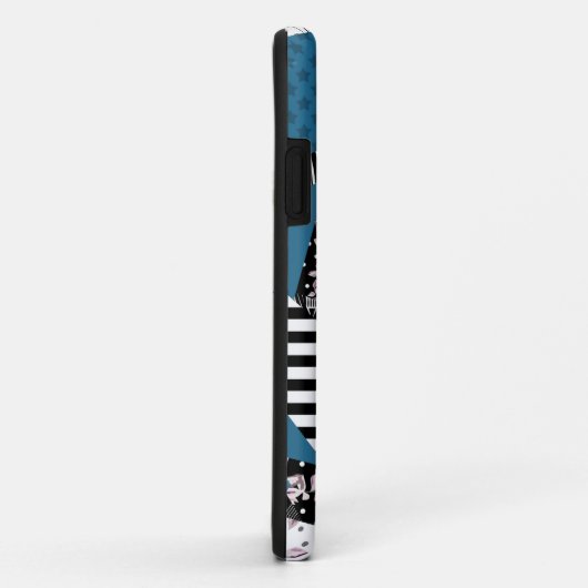 Blauwe lappendeken, populair, patchwork, folk, rus Case-Mate iPhone case (Achterkant/rechts)