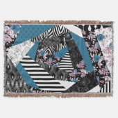 Blauwe lappendeken, populair, patchwork, folk, rus deken (Voorkant)