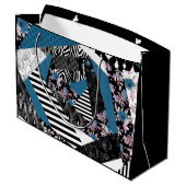 Blauwe lappendeken, populair, patchwork, folk, rus groot cadeauzakje (Achterkant Gekanteld)