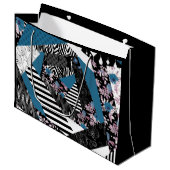 Blauwe lappendeken, populair, patchwork, folk, rus groot cadeauzakje (Voorkant Gekanteld)