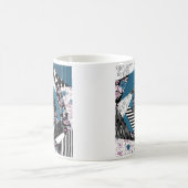 Blauwe lappendeken, populair, patchwork, folk, rus koffiemok (Center)