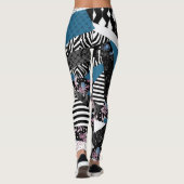 Blauwe lappendeken, populair, patchwork, folk, rus leggings (Achterkant)