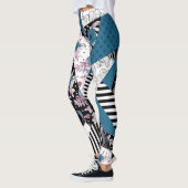 Blauwe lappendeken, populair, patchwork, folk, rus leggings (Links)