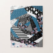 Blauwe lappendeken, populair, patchwork, folk, rus legpuzzel (Verticaal)