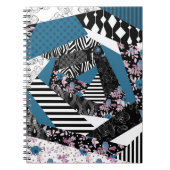 Blauwe lappendeken, populair, patchwork, folk, rus notitieboek (Voorkant)