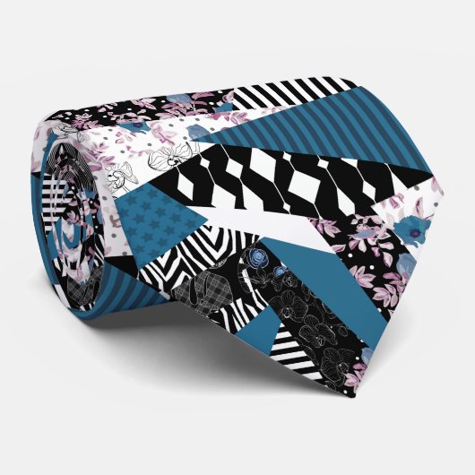 Blauwe lappendeken, populair, patchwork, folk, rus stropdas (Opgerold)