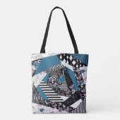 Blauwe lappendeken, populair, patchwork, folk, rus tote bag (Achterkant)
