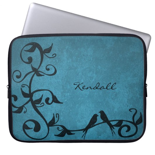 Blauwe laptophoes speciaal voor vogels laptop sleeve (Voorkant)