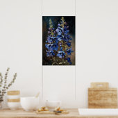 Blauwe Larkspur Bloemenkunst Print Poster (Keuken)