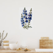 Blauwe Larkspur Bloemenkunst Print Poster (Keuken)