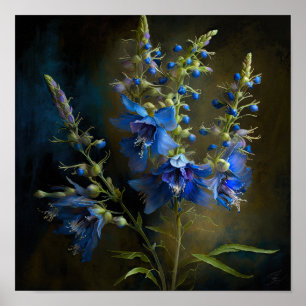 Blauwe Larkspur Bloemenkunst Print Poster