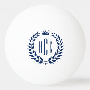 Blauwe Lauwerkrans Aangepaste Monogram Pingpongbal