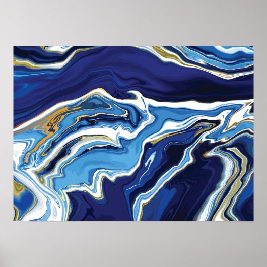 Blauwe Lava Lush - Marmer - Abstracte kunst - Post Poster (Voorkant)