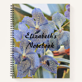 Blauwe lavanderkleurige orchidebloemen notitieboek