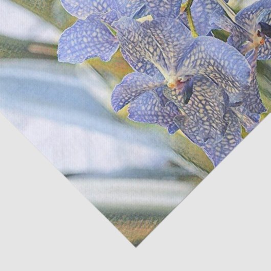 Blauwe lavanderkleurige orchidebloemen tissuepapier (Detail)