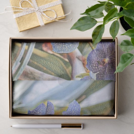 Blauwe lavanderkleurige orchidebloemen tissuepapier (Geschenk)