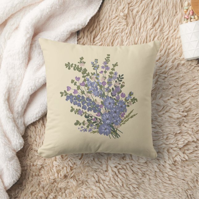 Blauwe Lavendel Bloemen Boeket Sierkussen (Deken)