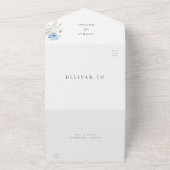 Blauwe Lavendel Bloemen Waterverf Lente Huwelijk All In One Uitnodiging (Buitenkant)