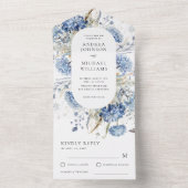 Blauwe Lavendel Bloemen Waterverf Lente Huwelijk All In One Uitnodiging (Binnen)