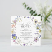  Blauwe Lavendel geperste Wildflower Douche Kaart (Staand voorkant)