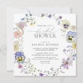  Blauwe Lavendel geperste Wildflower Douche Kaart (Voorkant)